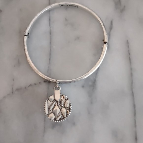 Lucky Brand Bracelet, Silver Bangle with Charm - Picture 4 of 6